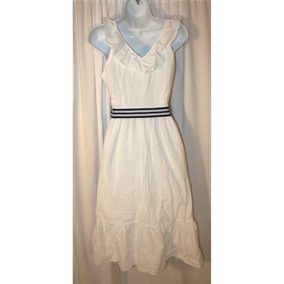 Vineyard Vines x Target WHITE XS Sleeveless Tie Waist V-Neck Dress Ruffles - Picture 6 of 6